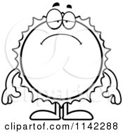 Cartoon Clipart Of A Black And White Depressed Sun Vector Outlined Coloring Page