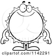 Cartoon Clipart Of A Black And White Smiling Sun Vector Outlined Coloring Page