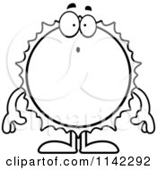 Cartoon Clipart Of A Black And White Surprised Sun Vector Outlined Coloring Page