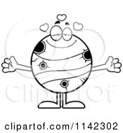 Cartoon Clipart Of A Black And White Loving Planet Mercury Vector Outlined Coloring Page