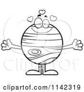 Cartoon Clipart Of A Black And White Loving Planet Jupiter Vector Outlined Coloring Page by Cory Thoman