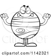 Cartoon Clipart Of A Black And White Mad Planet Jupiter Vector Outlined Coloring Page by Cory Thoman