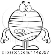 Cartoon Clipart Of A Black And White Surprised Planet Jupiter Vector Outlined Coloring Page