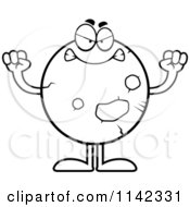 Cartoon Clipart Of A Black And White Mad Planet Mars Vector Outlined Coloring Page by Cory Thoman