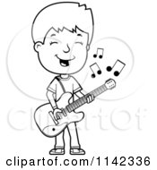 Poster, Art Print Of Black And White Adolescent Teenage Boy Playing A Guitar