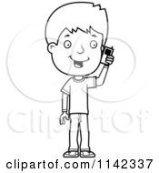Poster, Art Print Of Black And White Adolescent Teenage Boy Talking On A Cell Phone