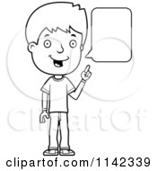 Cartoon Clipart Of A Black And White Adolescent Teenage Boy Talking Vector Outlined Coloring Page