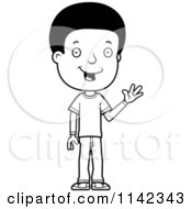 Poster, Art Print Of Black And White Friendly Adolescent Teenage Boy Waving