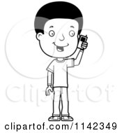 Poster, Art Print Of Black And White Adolescent Teenage Boy Talking On A Cell Phone