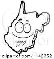 Cartoon Clipart Of A Black And White Happy West Virginia State Character Vector Outlined Coloring Page