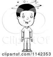Cartoon Clipart Of A Black And White Drunk Adolescent Teenage Boy Vector Outlined Coloring Page