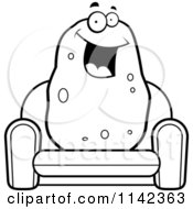 Poster, Art Print Of Black And White Happy Potato Sitting On A Couch