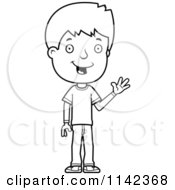 Poster, Art Print Of Black And White Adolescent Teenage Boy Waving