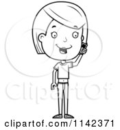 Poster, Art Print Of Black And White Adolescent Teenage Girl Talking On A Cell Phone