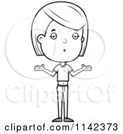 Poster, Art Print Of Black And White Careless Adolescent Teenage Girl Shrugging