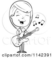 Poster, Art Print Of Black And White Adolescent Teenage Girl Playing A Guitar