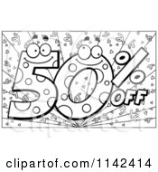 Poster, Art Print Of Black And White Happy 50 Percent Off Over Purple With Confetti