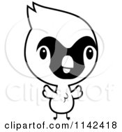 Cartoon Clipart Of A Black And White Cute Baby Cardinal Chick Vector Outlined Coloring Page