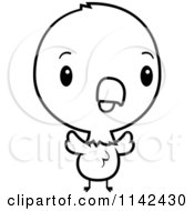 Cartoon Clipart Of A Black And White Cute Baby Bald American Eagle Chick Vector Outlined Coloring Page