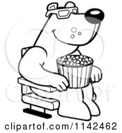 Poster, Art Print Of Black And White Bear Eating Popcorn And Watching A 3d Movie At The Theater
