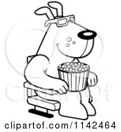 Black And White Dog Eating Popcorn And Watching A 3d Movie At The Theater