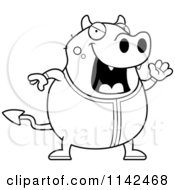 Poster, Art Print Of Black And White Chubby Devil Waving In His Pajamas