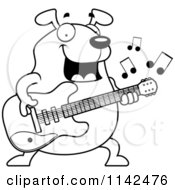 Poster, Art Print Of Black And White Chubby Dog Guitarist
