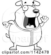 Poster, Art Print Of Black And White Chubby Dog Waving In Pajamas