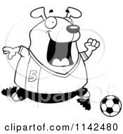 Poster, Art Print Of Black And White Chubby Dog Playing Soccer