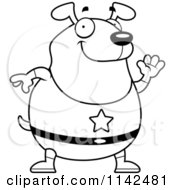 Poster, Art Print Of Black And White Chubby Super Dog Waving