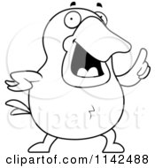 Cartoon Clipart Of A Black And White Smart Duck Vector Outlined Coloring Page