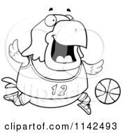 Poster, Art Print Of Black And White Chubby Bald Eagle Playing Basketball