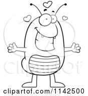 Cartoon Clipart Of A Black And White Loving Flea Vector Outlined Coloring Page