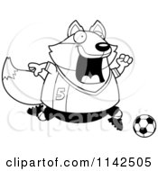Poster, Art Print Of Black And White Chubby Fox Playing Soccer