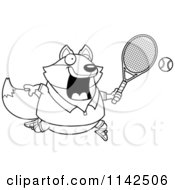 Poster, Art Print Of Black And White Chubby Fox Playing Tennis