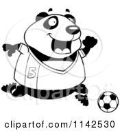 Poster, Art Print Of Black And White Chubby Panda Playing Soccer