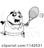 Poster, Art Print Of Black And White Chubby Panda Playing Tennis