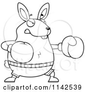 Poster, Art Print Of Black And White Chubby Rabbit Boxing