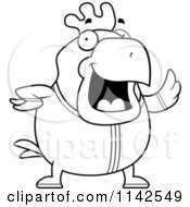 Poster, Art Print Of Black And White Chubby Rooster Waving In Pajamas