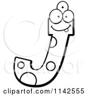 Cartoon Clipart Of A Black And White Alien Letter J Vector Outlined Coloring Page