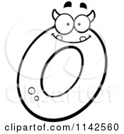 Cartoon Clipart Of A Black And White Alien Letter O Vector Outlined Coloring Page