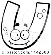 Cartoon Clipart Of A Black And White Alien Letter U Vector Outlined Coloring Page by Cory Thoman