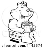 Poster, Art Print Of Black And White Happy Cat With Popcorn At The Movie Theater