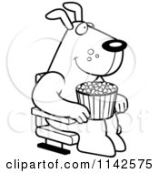 Poster, Art Print Of Black And White Happy Dog With Popcorn At The Movie Theater