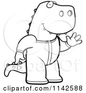 Poster, Art Print Of Black And White Waving T Rex In Footie Pajamas