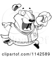 Poster, Art Print Of Black And White Chubby Badger Playing Baseball