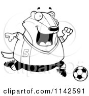 Poster, Art Print Of Black And White Chubby Badger Playing Soccer