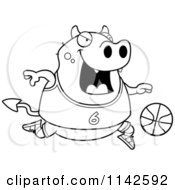 Poster, Art Print Of Black And White Chubby Devil Playing Basketball