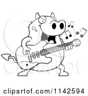 Poster, Art Print Of Black And White Chubby Devil Playing A Guitar