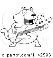 Poster, Art Print Of Black And White Chubby Cat Guitarist